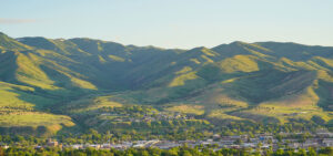 Downtown Pocatello, Idaho with mountains in the background where Imagine Health is partnering with high-performing, local healthcare providers.